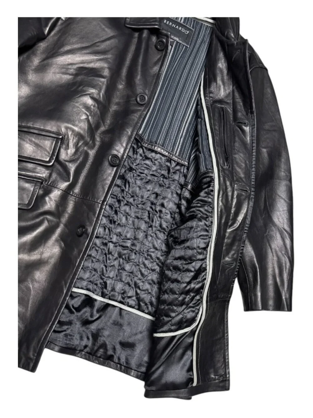 BERNARDO GENUINE LEATHER Designer Business Casual Winter Coat Jacket Mens Large